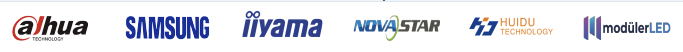 Tedarikçi marka şeridi: Dahua Technology, Samsung, iiyama, NovaStar, Huidu Technology, modülerLED